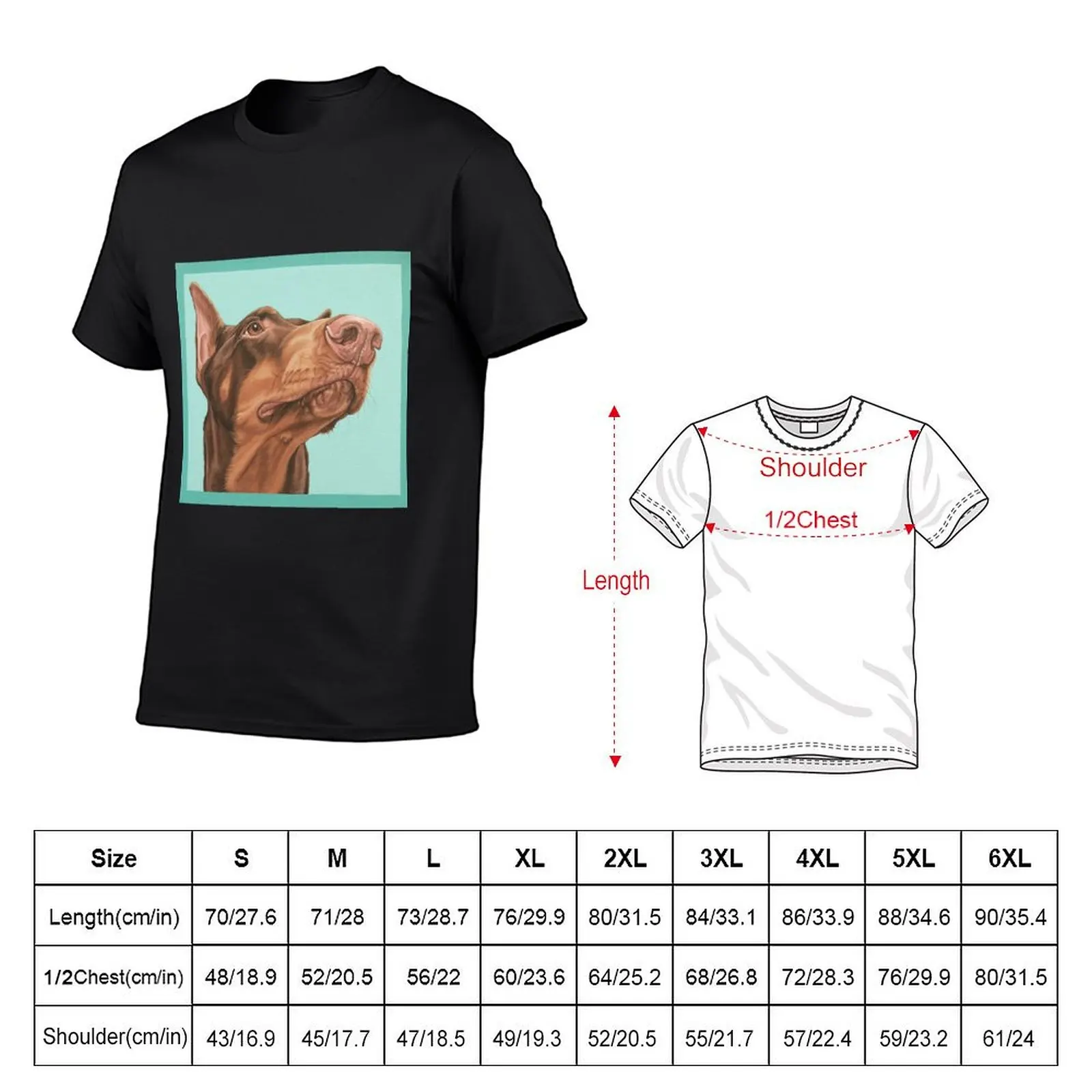 Regal and Majestic Red Doberman Pincher Painting, Dobie Dog Portrait T-Shirt cotton graphic tees plus size tops mens clothes