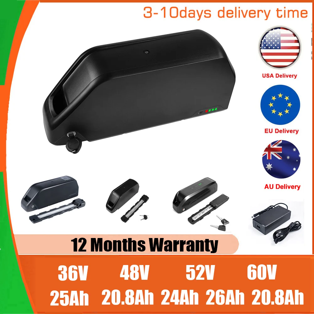 

21700 Ebike Battery 36V 52V 48V 60V 24Ah Downbtube Polly Lithium Pack For 350W 500W 750W 1000W 1500W Motor Electric Bike Kits