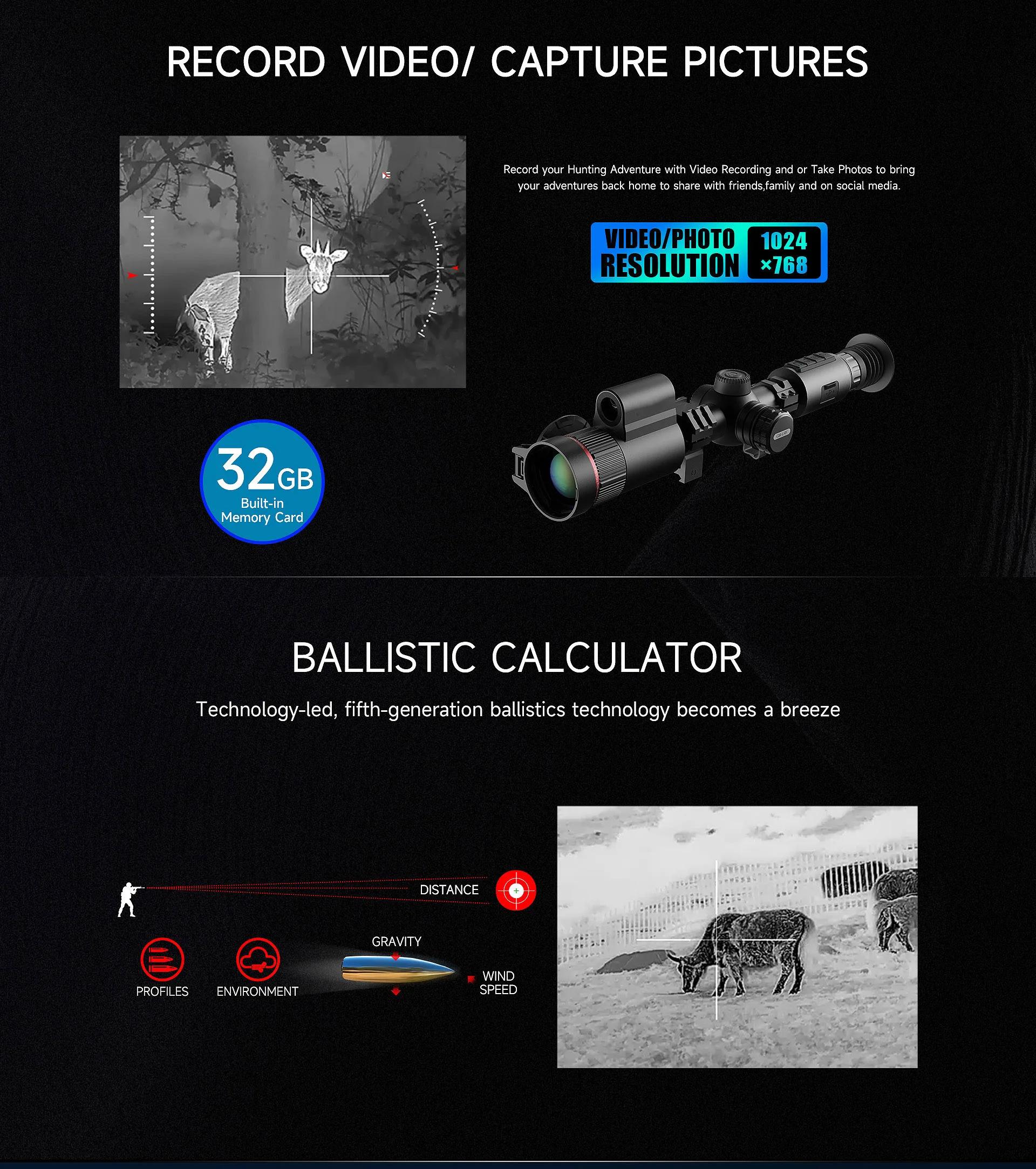 Hunting Thermal Imaging Scope with Night Vision Infrared Thermal Imager Sight Infrared Resolution Telescope & Binoculars