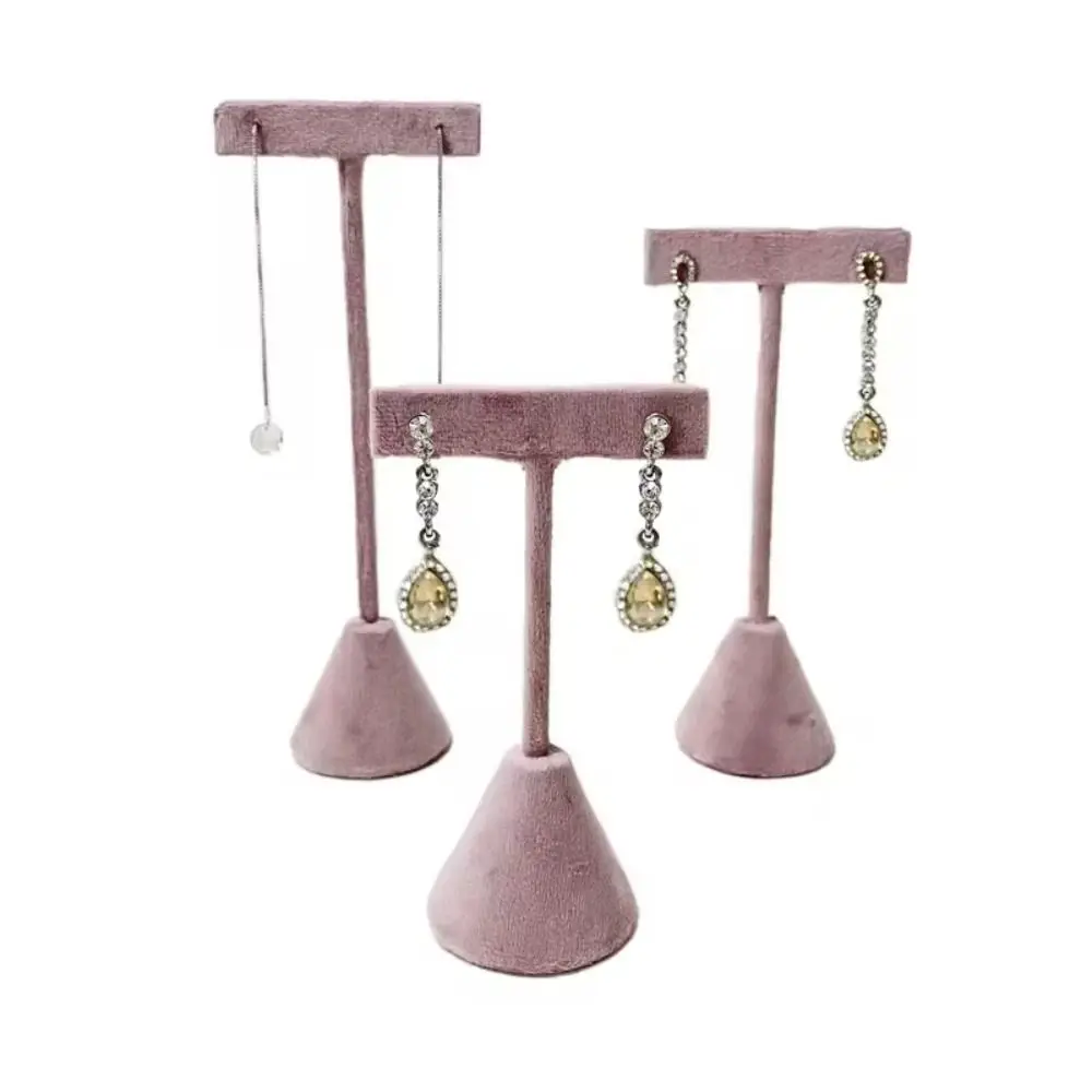 

T-Shape Velvet Earrings Display Rack Ins Storage Earrings Holder Exquisite Ornaments Earrings Display Stand Decoration