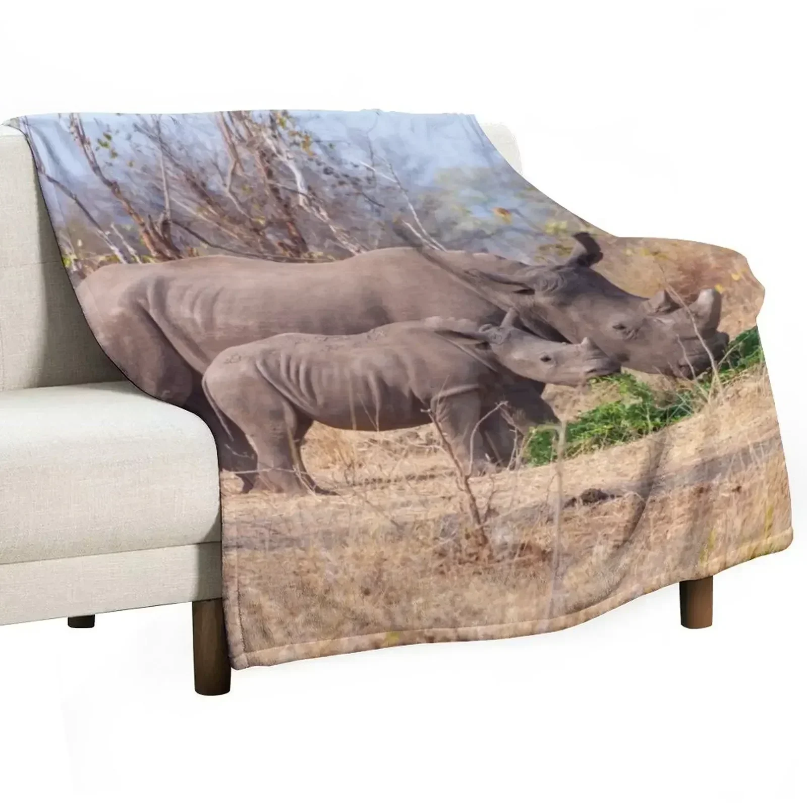 

Rhino Mom and Baby Throw Blanket sofa bed Moving Softest Blankets