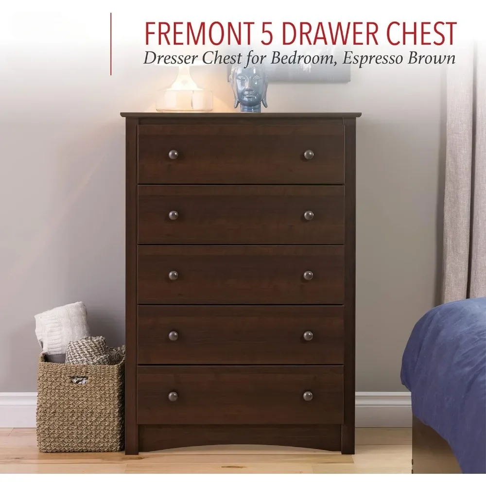 5-Drawer Chest for Bedroom - Spacious and Stylish Chest of Drawers, Measuring 16