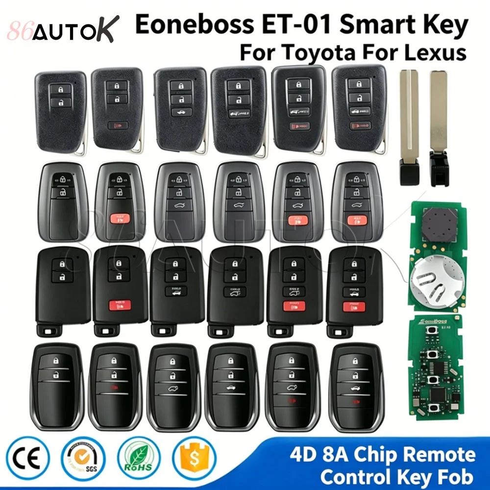 

EoneBoss ET-01 Smart Key Fob 4D 8A Chip For Toyota Prado Highlander Camry Corolla RAV4 Land Cruiser For Lexus Remote Control Key
