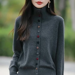 2024 Autumn and Winter New Thick Cashmere Cardigan Women loose knitted Cashmere Cardigan sweater women