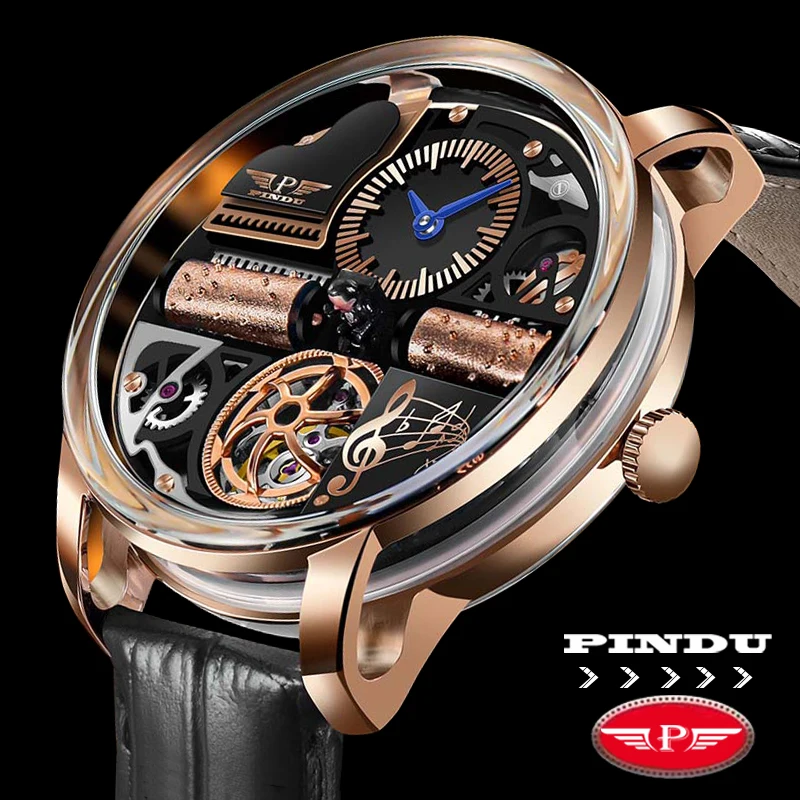 2026 PINDU Design New Luxury Mechanical Watch Men Sapphire Glass Men's Watch Stainless Steel 50M Waterproof Automatic Watch Top