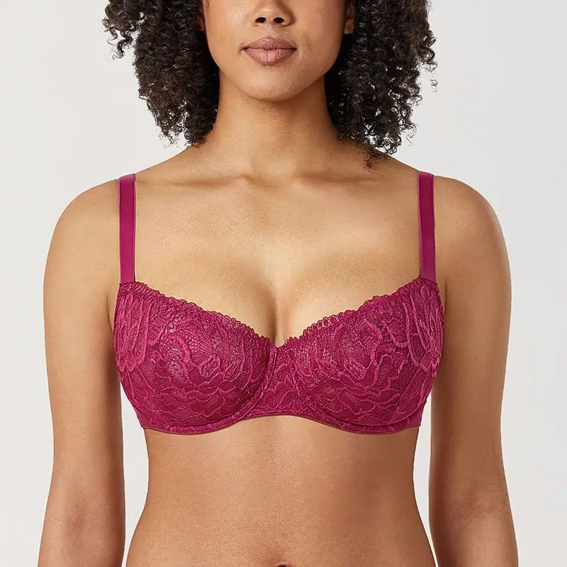 

Large Size Women Ultra-thin Breast Big Breasts Bra Pluge Bra Lace Sexy Summer