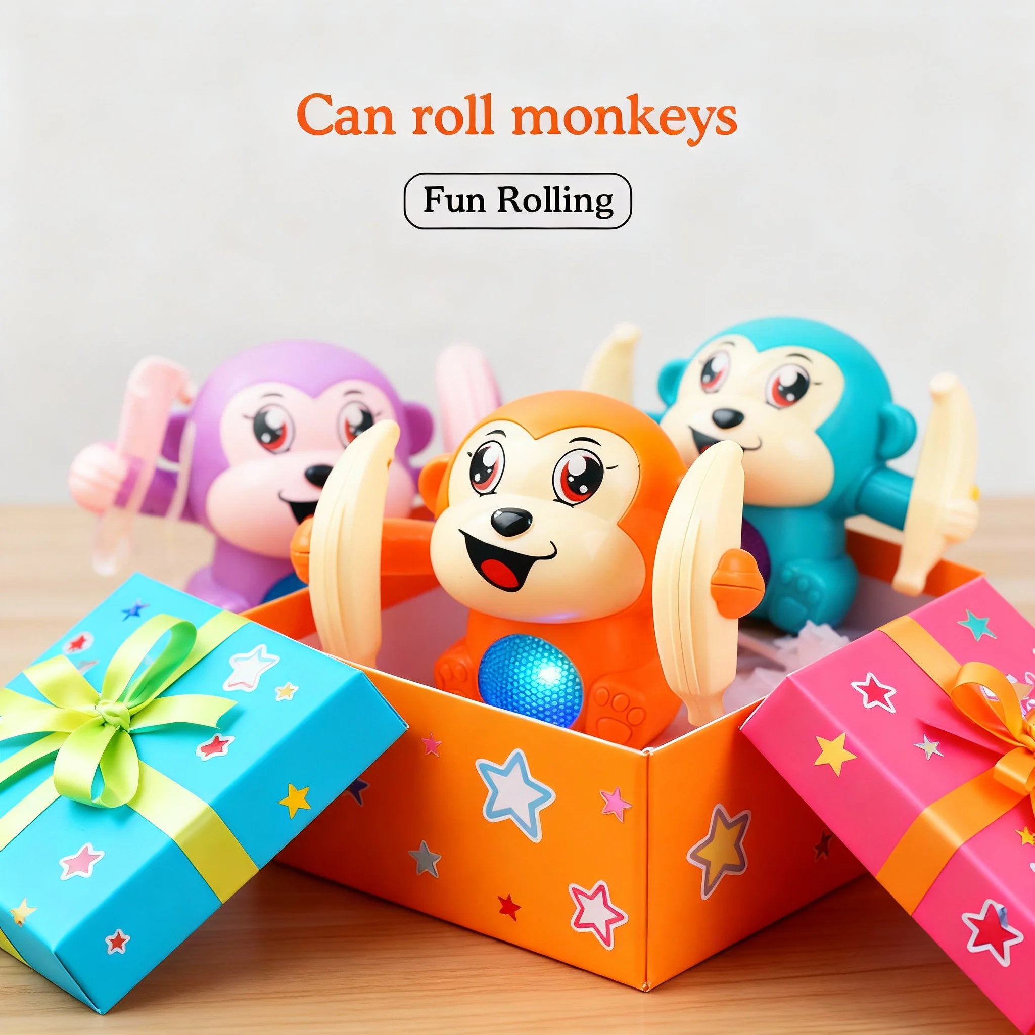 1/3/5Pcs Kids Toy Electric Rolling Monkey Light Music Puzzle Sound Prompt Monkey Children's Toy Gift Preschool Education Toy