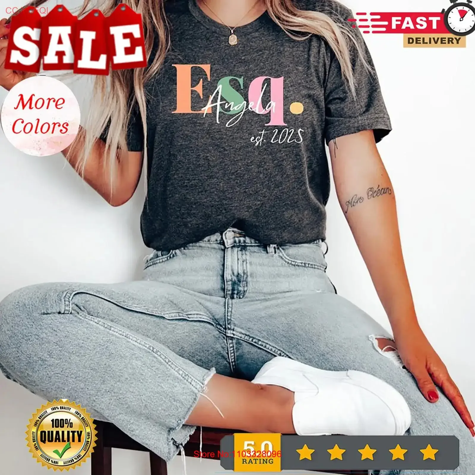 T-shirt Esquire personnalisé pour diplômé de droit, cadeau de remise de diplôme, style vintage délavé, streetwear homme, vêtements de créateur respirants