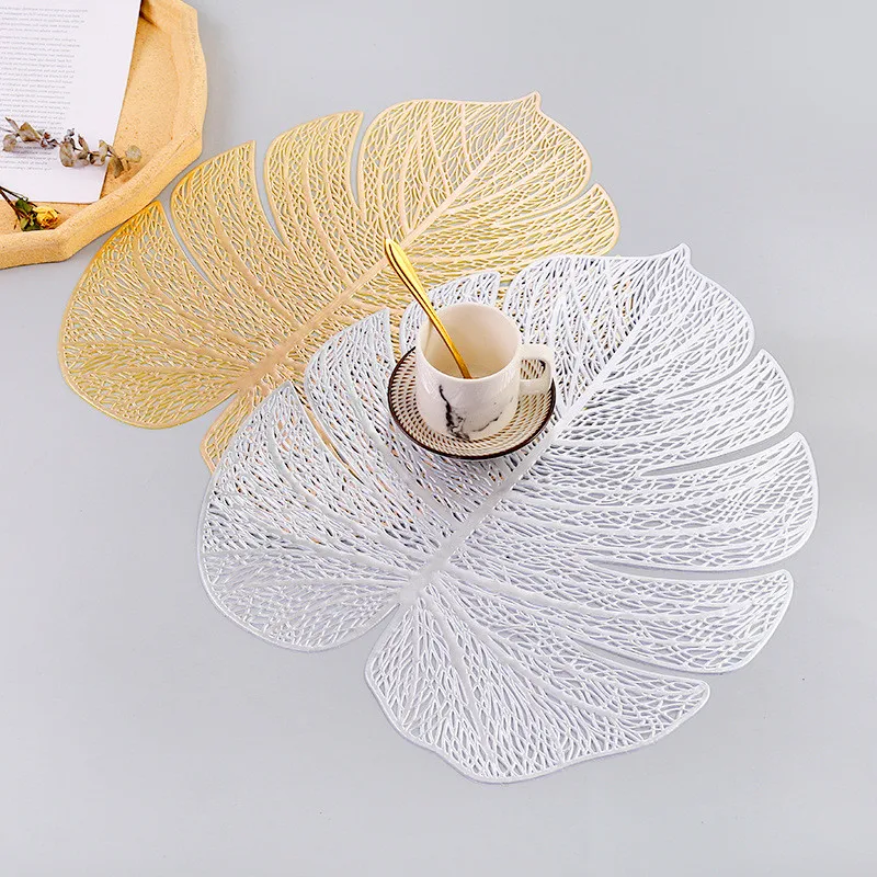 

31x39cm Hollow PVC Turtle Leaf Tropical Plant Shape Placemat Heat Insulation Table Mat Home Wedding Party Decoration