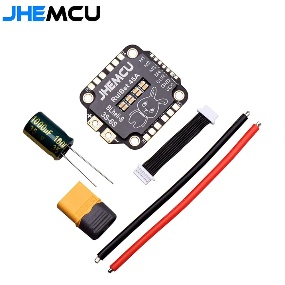 

JHEMCU RuiBet 55A BLHELI_S Dshot600 3-6S Brushless 4in1 ESC 30X30mm for FPV Freestyle Flight Controller Stack DIY Parts