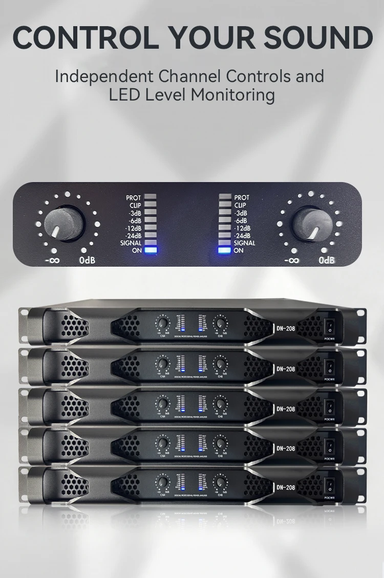 Paulkitson DN208 2-Kanal Professioneller Leistungsverstärker Klasse-D 2Ω 2×1600W Hochleistungsverstärker für Bühnenkonzerte und Live-Lautsprechersysteme – Detail 3