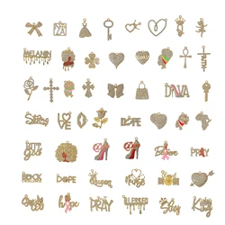 50pcs Mixed Gold, Silver, Rose Gold and Black Plated Charms For DIY Bracelet Bangle Making Accessories