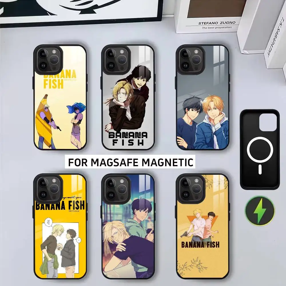 

B-BANANA F-FISH A-Ash Lynx Phone Case For iPhone17,16,15,14,13,12,11 Plus,Pro Magnetic For Magsafe Wireless Charging