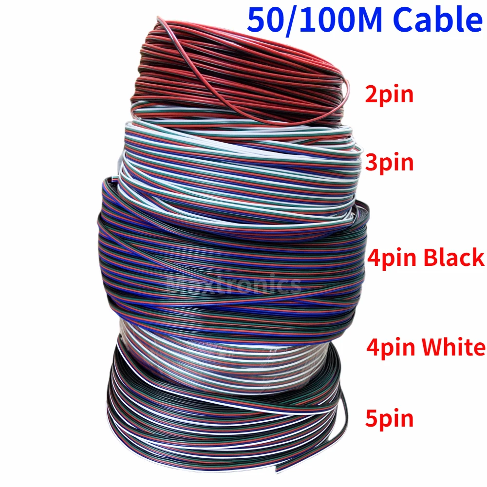 

Wholesale Price 50M/100M 2Pin/3Pin/4Pin/5Pin/6Pin 22AWG Led Cable Extension Wire For WS2812B WS2811 5050 2835 LED Strip Light