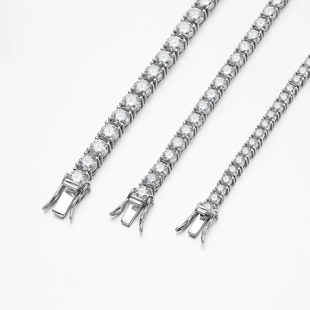 OEVAS 100% 925 Sterling Silver Real 3-5mm Moissanite Bracelet For Women Sparkling Wedding Party Fine Jewelry Valentine's Gifts