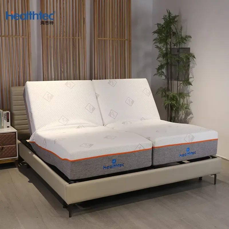 Wireless Remote Control Adjustable Electric Bed With Massager Okin Motor Adjustable King Smart Bed Frame