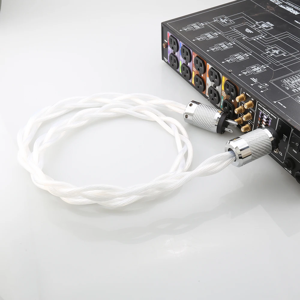 5N OCC US & EU AC Audiophiles Audio-Verstärker DAC Filter HIFI Silber Stromkabel aus Kohlefaser mit Figure 8 IEC C7 Buchsenstecker – Detail 3