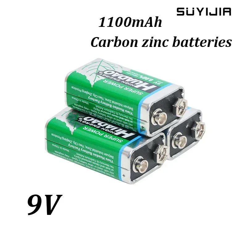 60pcs New 9V Battery 1100mAh Dry Cell 6F22 9 Volt Disposable Carbon Battery for Microphone Multimeter Smoke Alarm Walkie Talkie