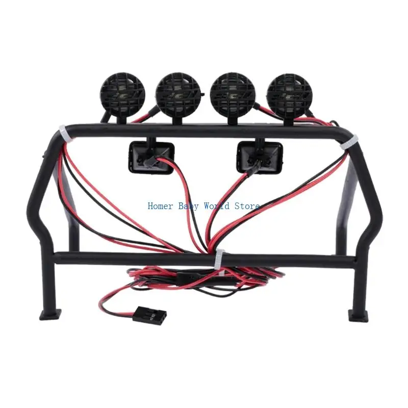 B2QD Metal Roll Cage with 6 Lamp For 1/10 Remote Control Crawlers Modified Accessories