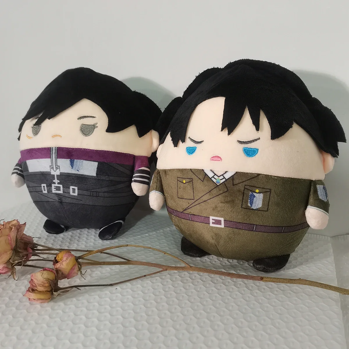 Anime Attack on Titan Mikasa·Ackerman Levi Ackerman Eren Jaeger Cosplay Cushion Stuffed Toys Mascot Fluffy Ornament Pendant Gift