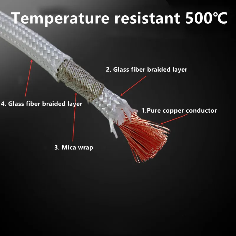 Cavo ad alta temperatura in nichel puro mica intrecciato filo ignifugo riscaldamento elettromagnetico 20 18 17 15 13 11 9 6AWG filo nichelato in