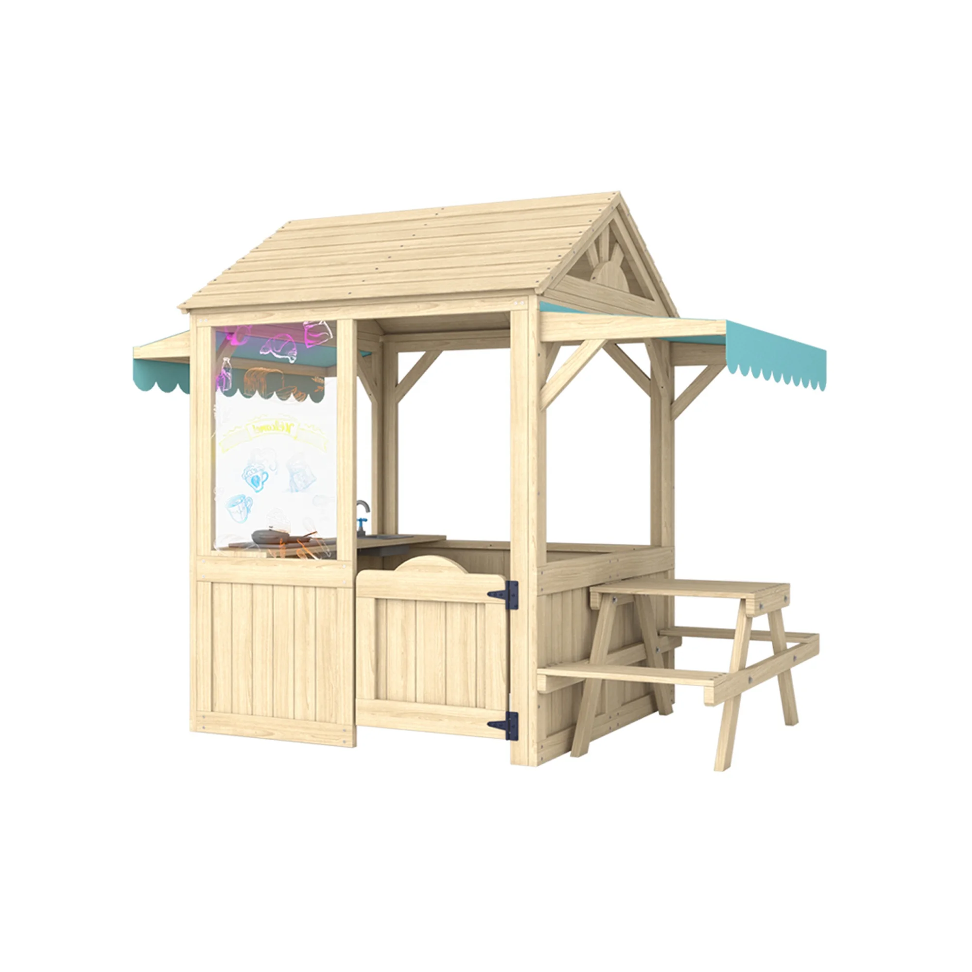 Wooden Outdoor Garden Swing Wood Kids Indoor Role Play House Baby Playroom Mini Playhouse Furniture Set with Waterproof Feature