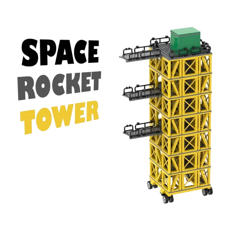 MOC Style Tintin Tour de lancement de fusées Blocs de construction Modèle de site de lancement spatial Ensemble de briques à assembler Jouet de présentation
