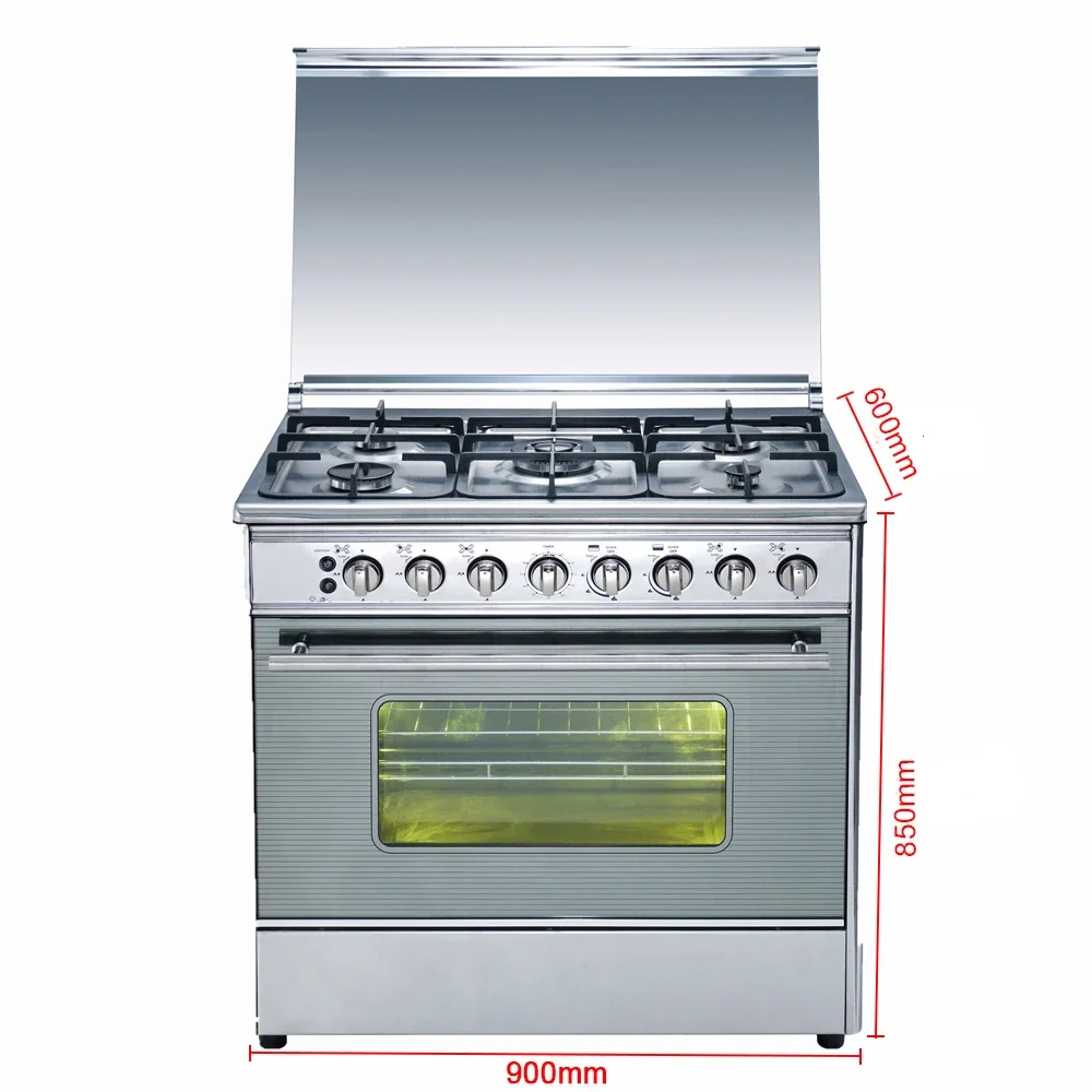 freestanding gas cooker, gas range with oven 5 burners cocinas de gas con horno cuisiniere gaz avec four stove with oven cooking