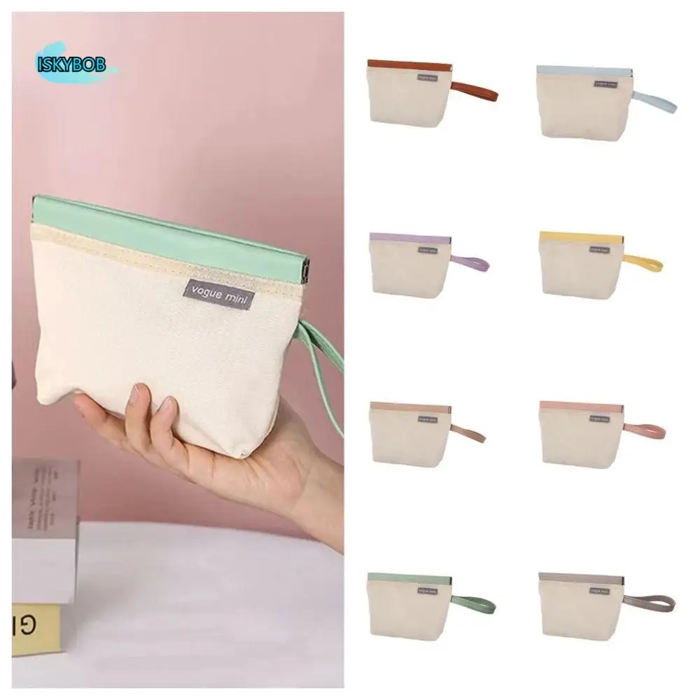 

Canvas Self-closing Makeup Bag Small Item Bag Data Cable Storage Bag Lipstick Storage Bag Jewelry Organizer PU Mini Coin Purse