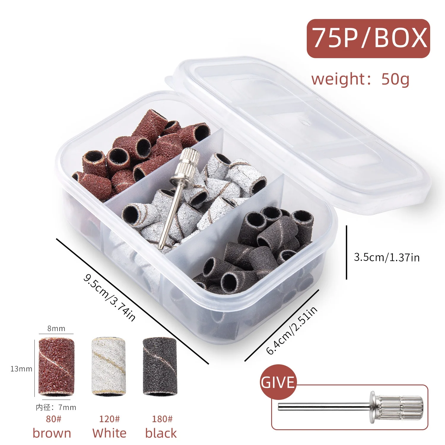 75 stücke Schleif kappe Nagel bohrer Set Nail Art Schleif bänder Gel politur Entferner Werkzeug Zubehör für elektrische Nagel Werkzeug maschinen – Detail 1