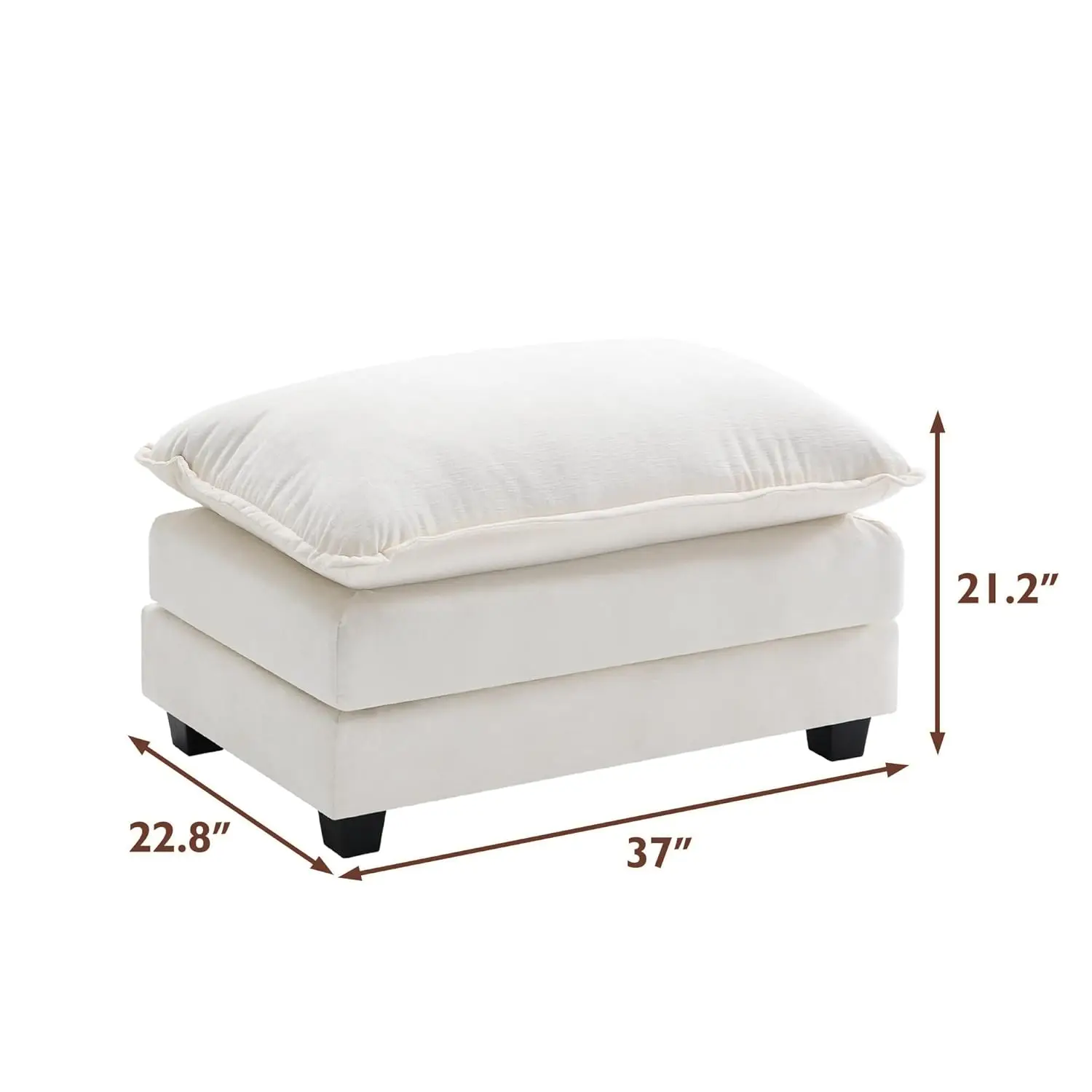 Chenille Ottoman for Modular Sectional Sofa, Deep Seat Footrest for Apartment & Living Room, Beige, Customized