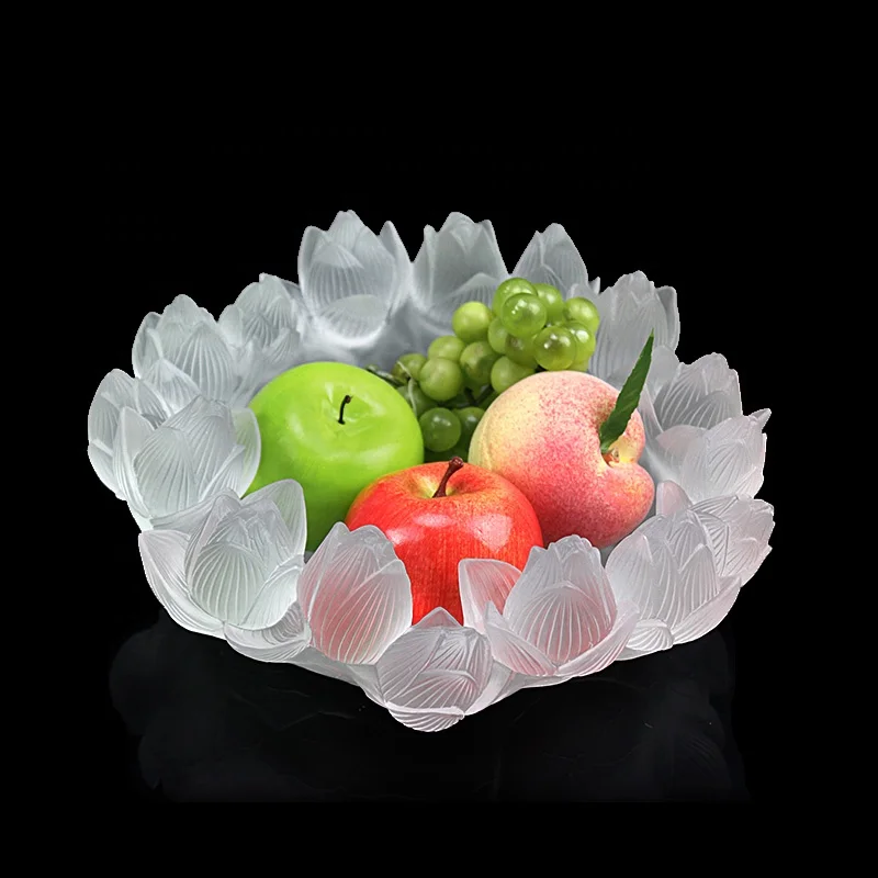 Prato de fruta de cristal artesanal de lótus, design de decoração de casa prato/prato de frutas