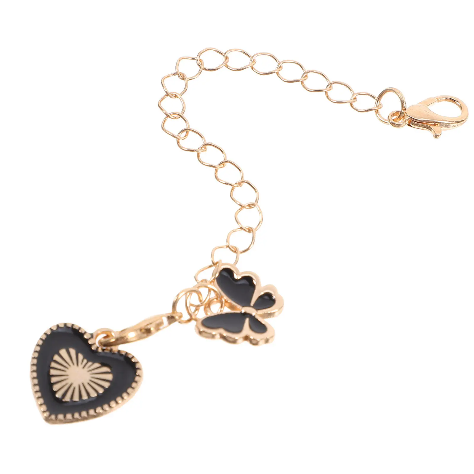 Cup Charm Black Letter Charm Accessories Heart Butterfly Decoration Stylish Keychain Backpack Lobster Clasp Chain Cup Identifier