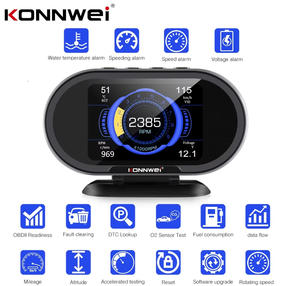 

KONNWEI KW206 OBD2 On-Board Computer Auto Car Digital Computer OBD 2 Scanner Fuel Consumption Water Temperature Gauge Display