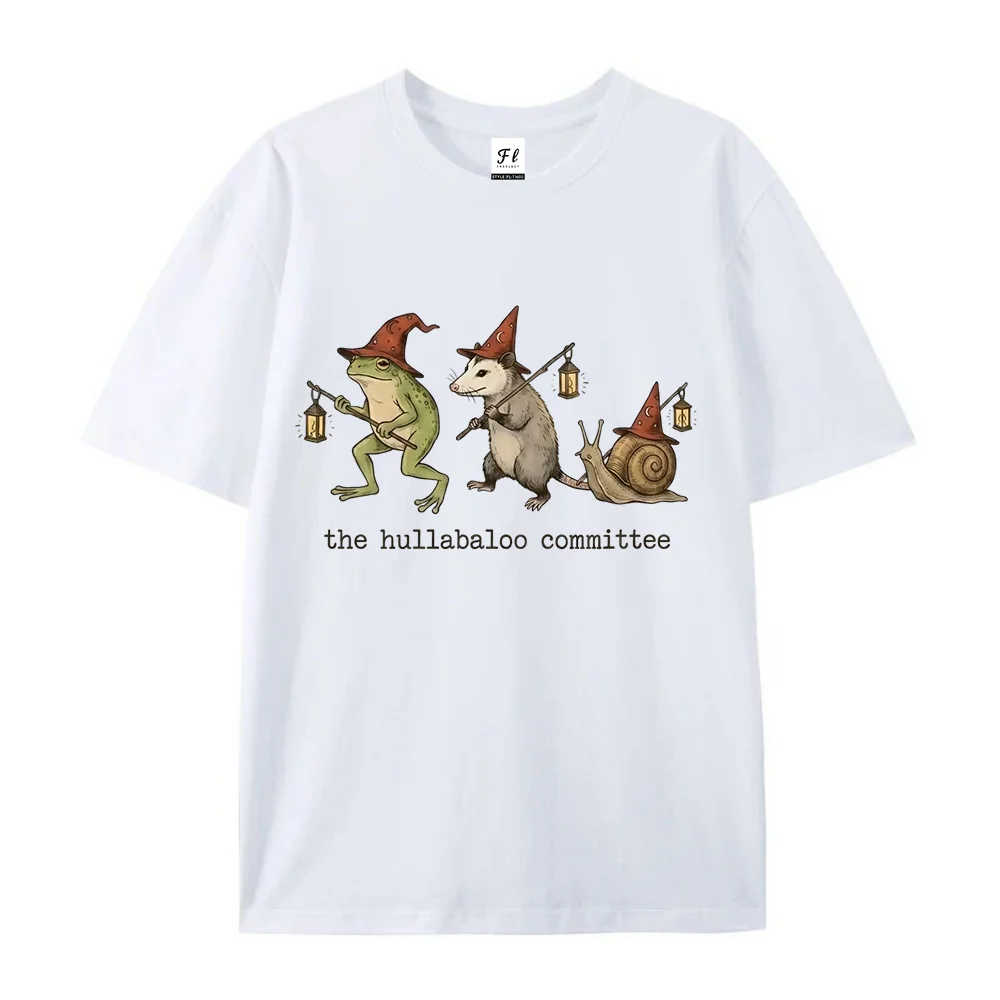 Meme Graphic T Shirt Frog Opossum Snail Wizard Lantern Retro Unisex Casual Summer Cotton Short Sleeve Meme Tee