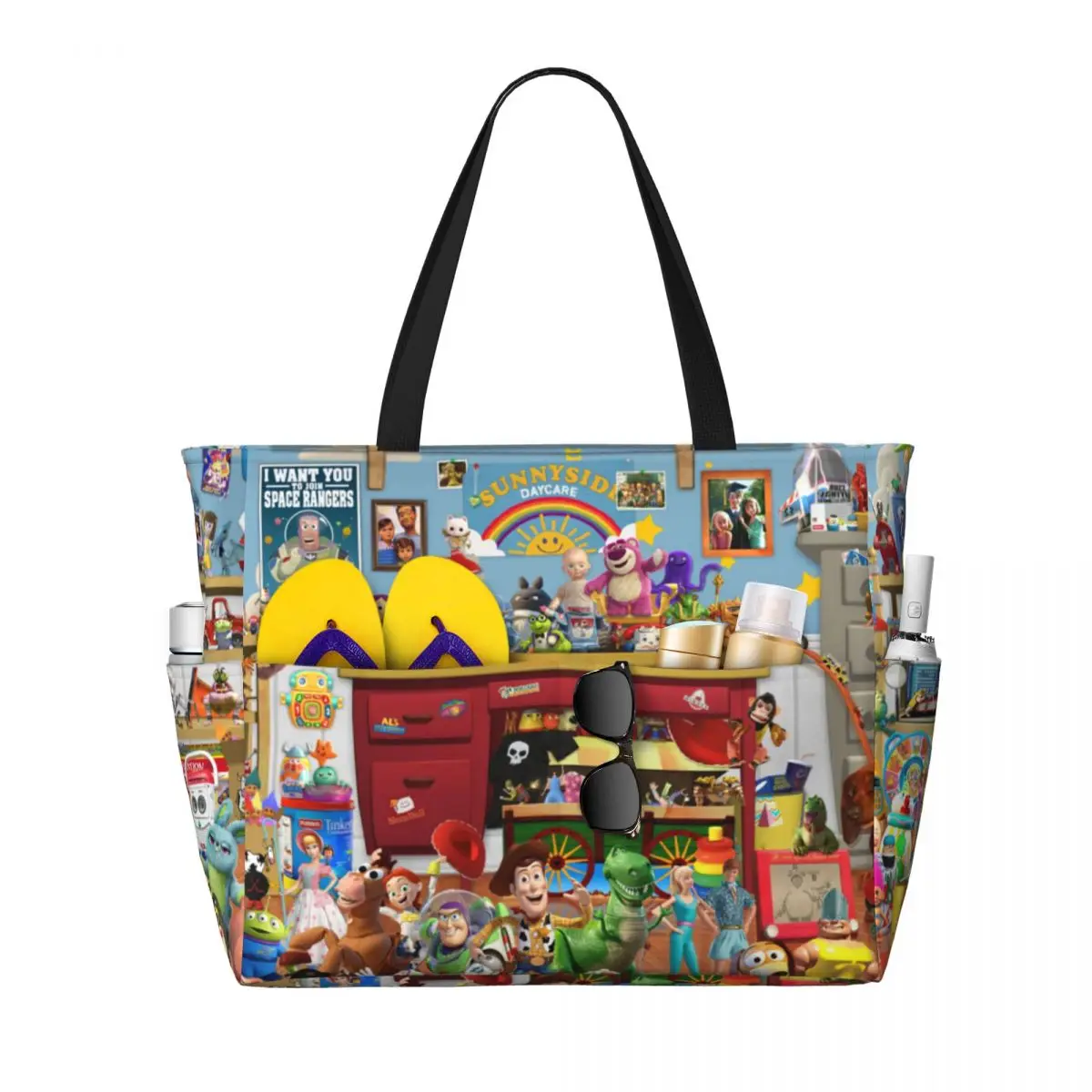 Custom Large Complete Toy Story Characters Tote Bag Women Animated Shopping Shoulder Gym Beach Travel Bag