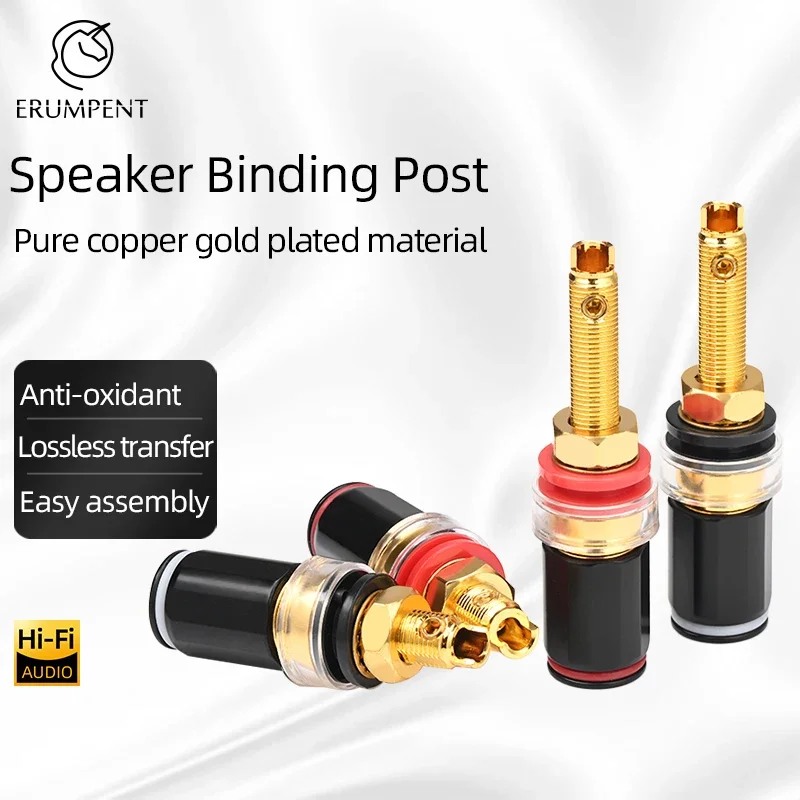 ERUMPENT HIFI 4PCS Speaker Binding Post Gold Plated Copper Banana Jack Connector for HIFI Audio Banana Socket Terminal