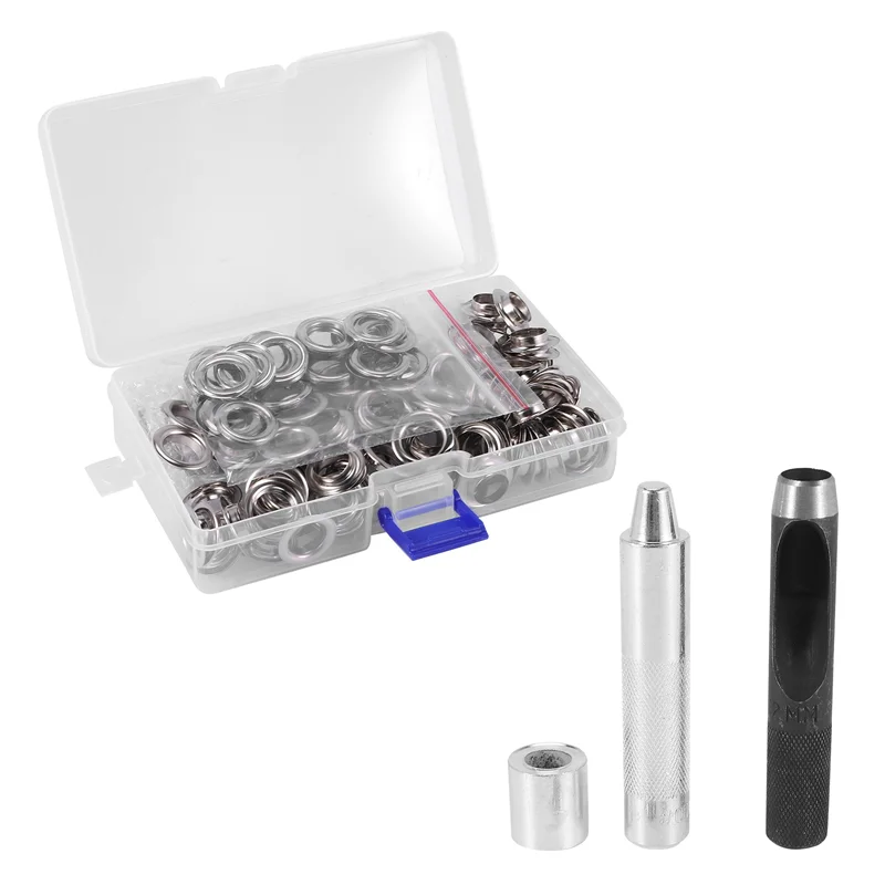 

AF89-Набор инструментов для установки выпускников, инструмент для установки люверсов, 100 комплектов люверсов, люверсов (1/2 дюйма), инструмент для пробойников и пробойников