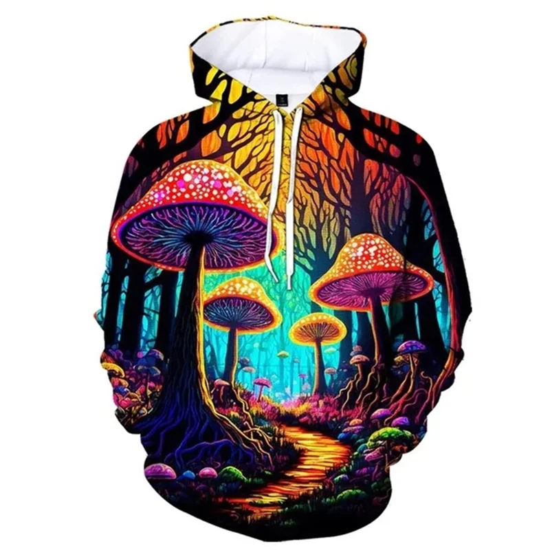 Magic Mushroom 3D Printed Men's Hoodies Funny Long Sleeves Sweatshirt Pullover Tops Autumn Clothing Fashion New Streetwear