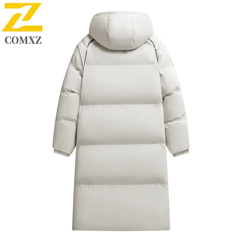 COMXZ Men Down Jacket Casual Hooded Outdoor Adventure Thickened Warm Parka Leisure Daily Style Lightweight Winter New Clothing