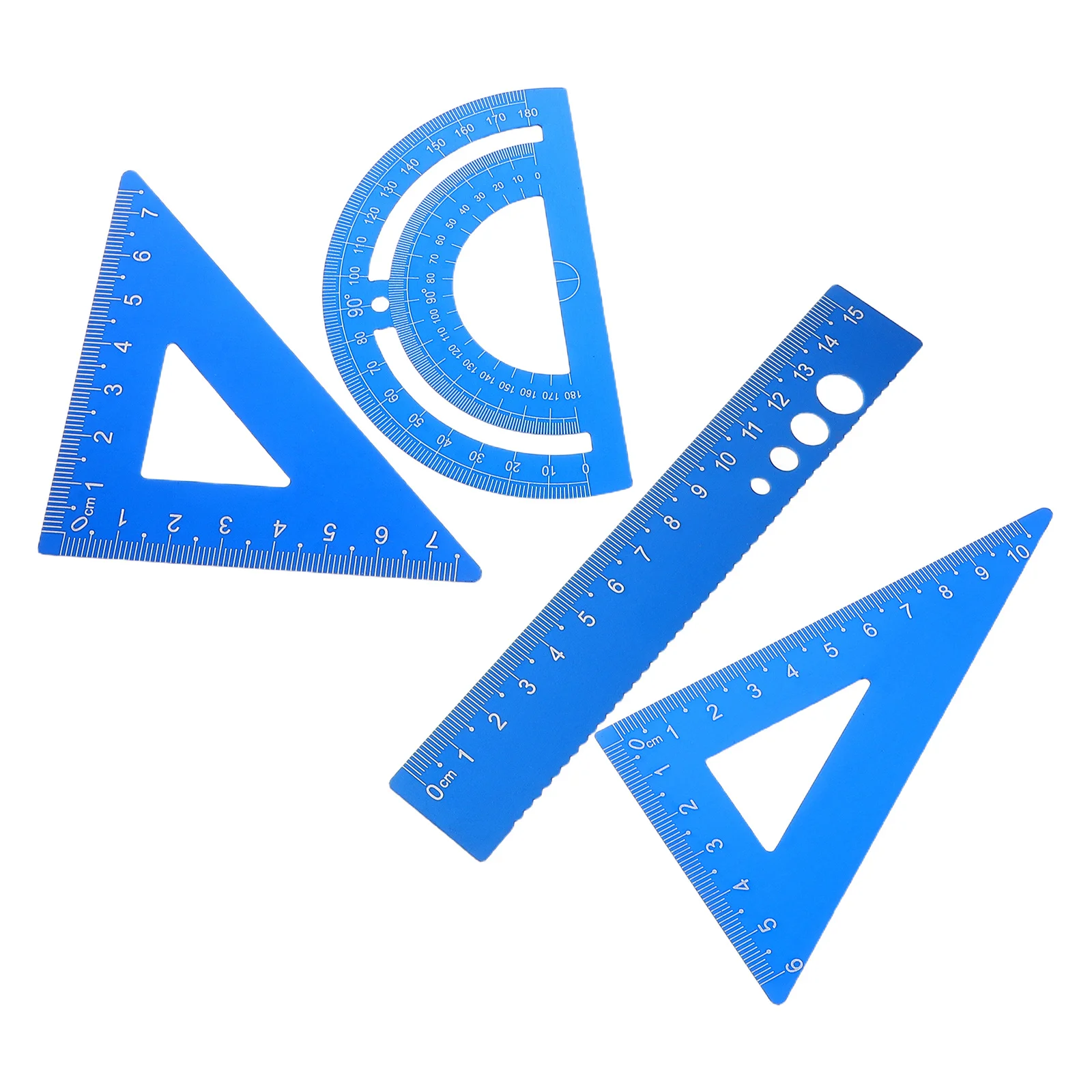 1Set Set Penggaris Pelajar Alat Gambar Presisi Tinggi Busur Segitiga Lurus Paduan Aluminium Alat Pengukur Gambar Kantor