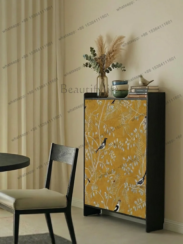 Ultra-thin tipping bucket, extremely narrow shoe cabinet, small household entrance cabinet