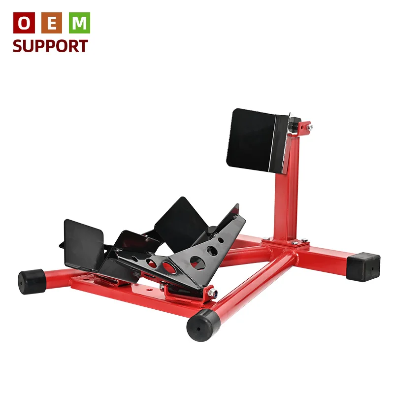 

KARLION Steel Motorcycle Wheel Chock Stand Secure Motorbike Parking & Transportation Wheel Holder with Ramps