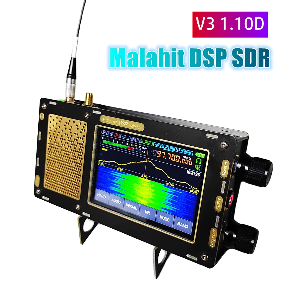 NEW V3 Malachite Radio Dual Antenna Latest Version 1.10C 1.10D Malahit-DSP Stereo Portable 3rd Version SDR Receiver 50KHz-2GHz