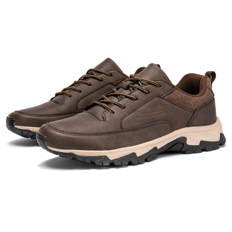 Genuine Leather Men Climbing Trekking Shoes Outdoor Lightweight Anti-skid Jogging Sneakers Walking Trainers Big Size 46 47