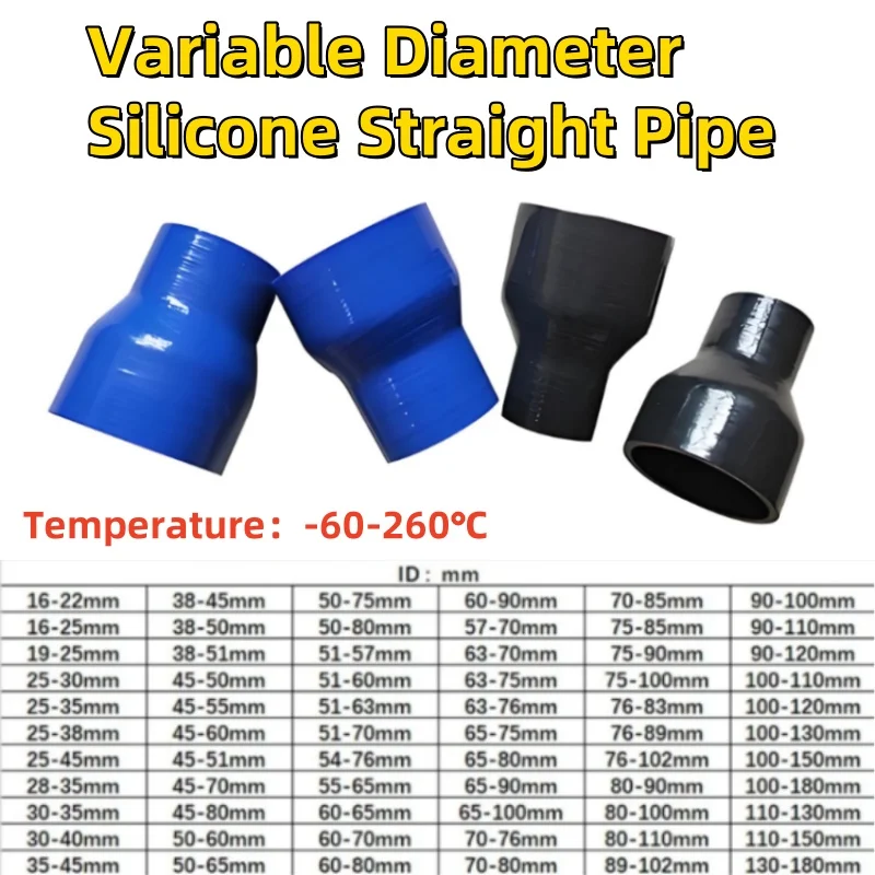 

Length100mm Straight Silicone Reducer Hose Universal Silicone Hose Intercooler Turbo Intake Pipe Coolant Hose ID50/55mm-60/90mm