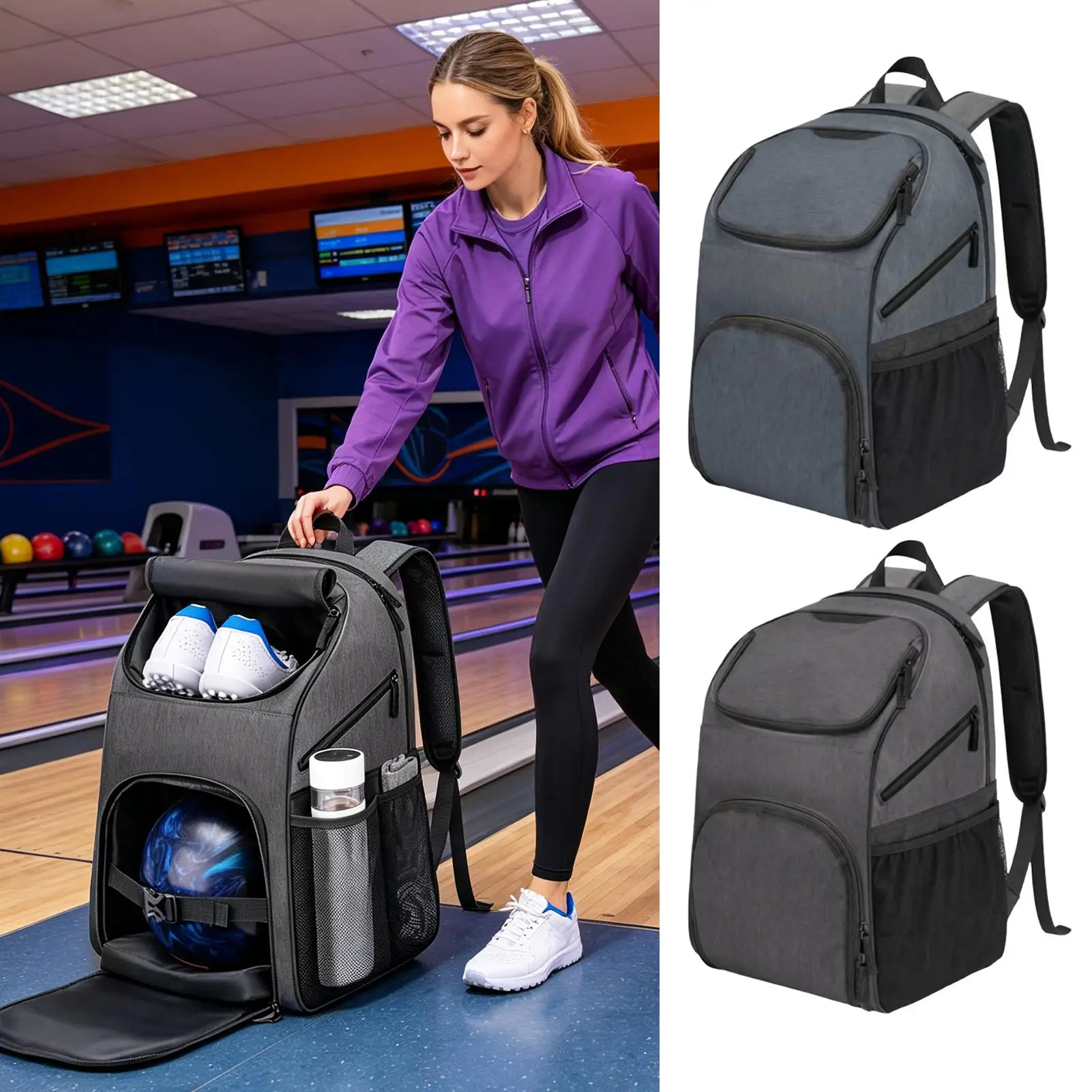 Bowling Bags Large Capacity Sports Storage Accessories Single Ball Bowling Backpack For Men Players Athlete Towel Shoes Practice