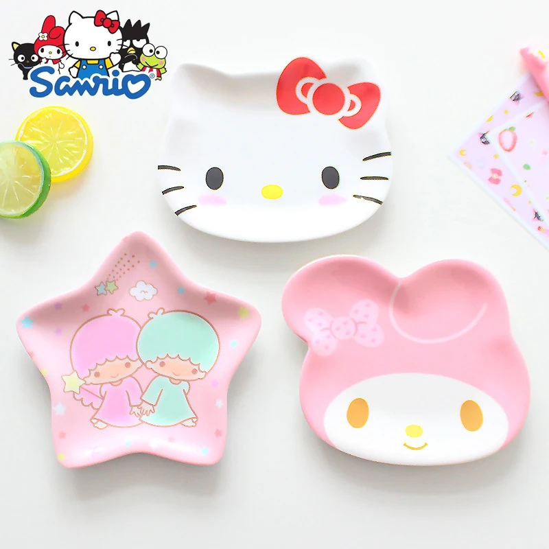 

Sanrio Anime Figure Dinner Plate Kids Saucer Tableware Cartoon My Melody Hello Kitty Fruit Plates Snacks Tray Kawaii Gift