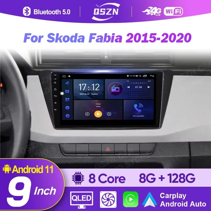 Qualcomm 8 Core Android 13 Car Radio For Skoda Fabia 3 III 2015-2019 Car Multimedia Player WIFI 4G Carplay DSP Stereo Radio GPS