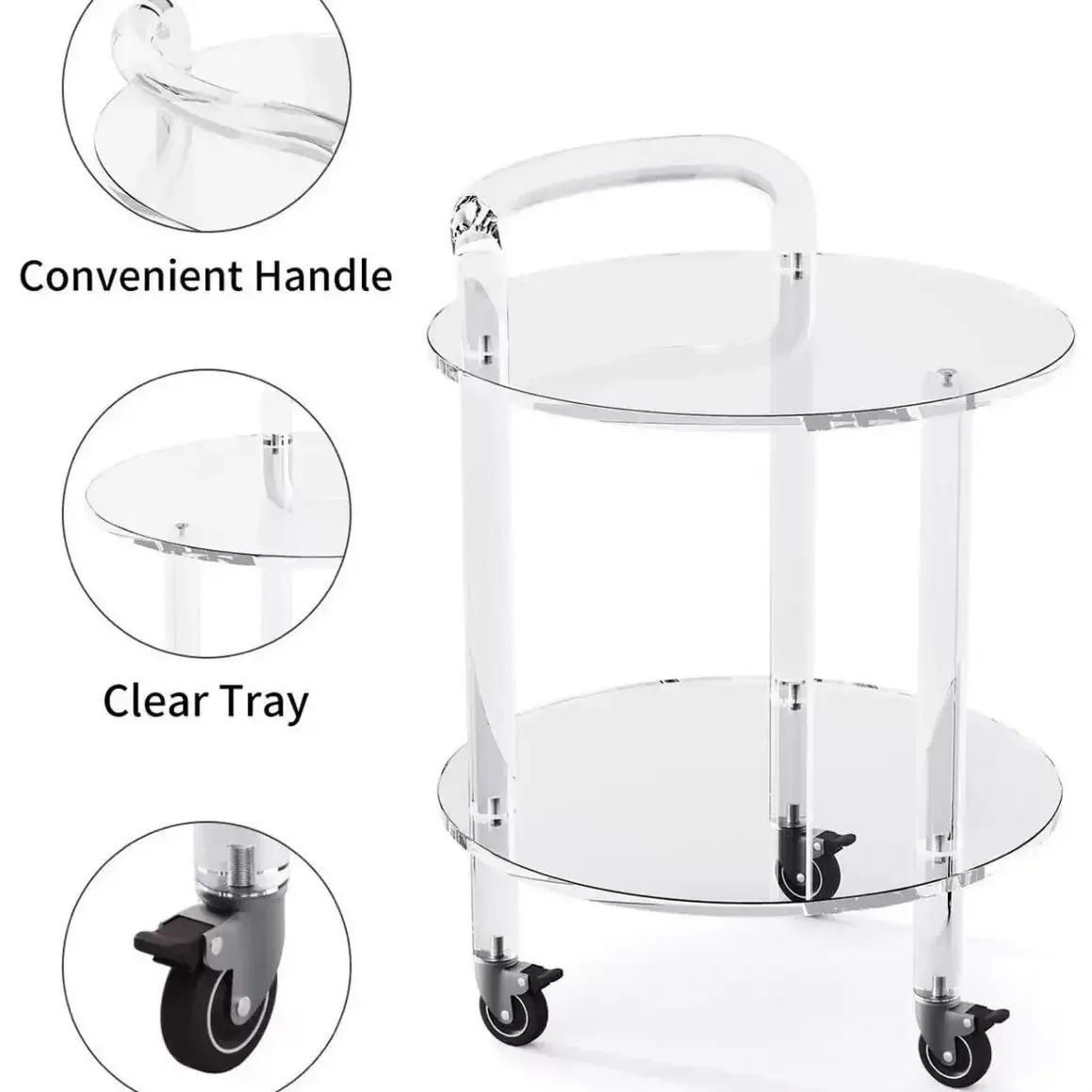 Acrylic side table Modern simple bedside table transparent sofa corner coffee tables Movable trolley rack Living Room Furniture